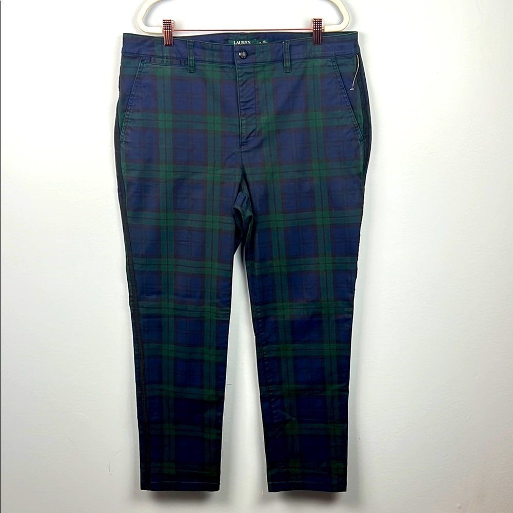 Lauren Ralph Lauren LRL size 14 NWOT tartan plaid green blue skinny jean